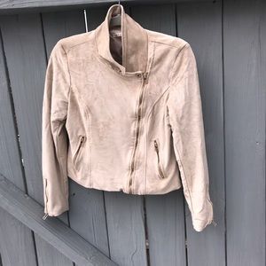 Suede Moto Jacket In Sand Stone